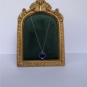 Elegant Silver Necklace with Blue Pendant